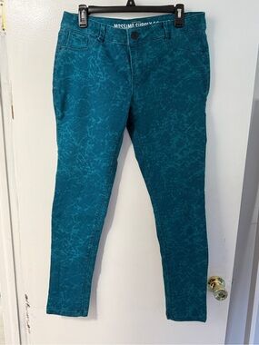Mossimo Supply Co. Teal Marble-Effect Skinny Jeans